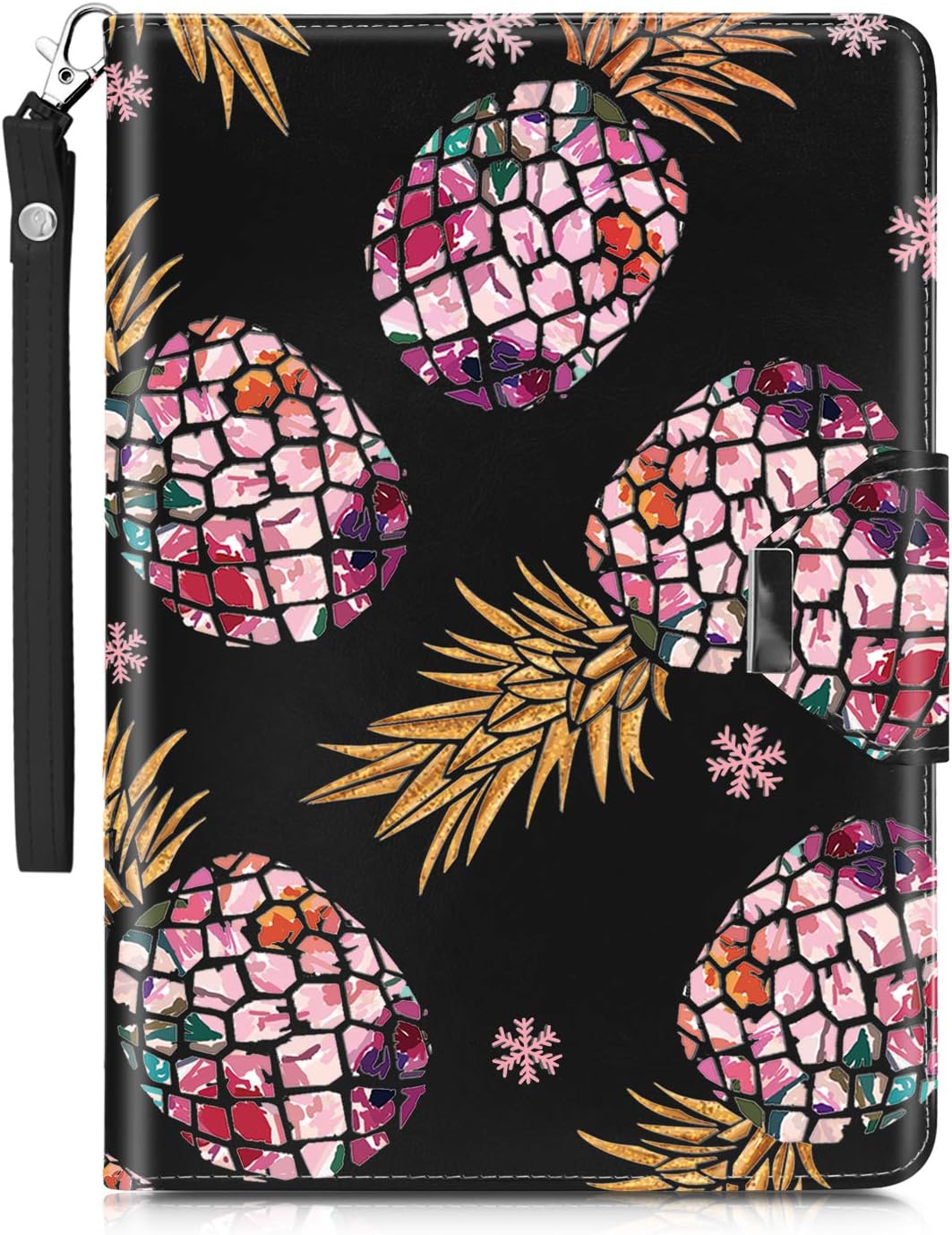 Dailylux New iPad 9.7 inch 2018/2017 Case,Multiple Angles Slim Stand Heavy Duty PU Leather Cover with Card Slots Protective Case for Apple iPad 9.7 inch w/Auto Sleep Wake-Pineapple Black