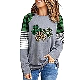Saint Patricks Day Shirts Women Funny Plaid Long Sleeve St Patricks Day Outfits Tee Tops