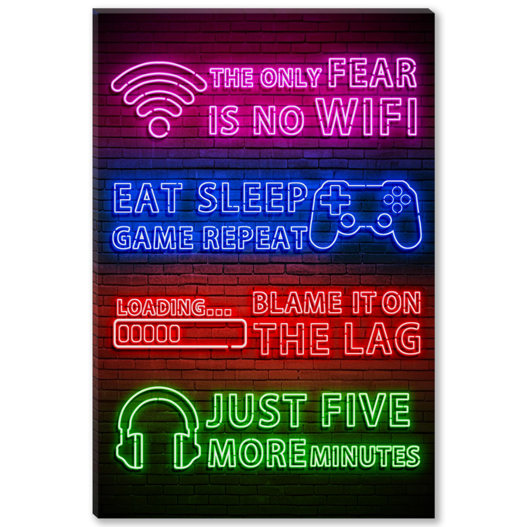 Photo 1 of 18 * 12 Gaming Room Decor Neon Word Game Poster Canvas Print Gamer Room Decor for Boys Room Bedroom Bar