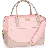 MATEIN Laptop Bag for Women, 15.6 inch Computer Briefcase Sleeve Case, Large Water Resistant Cute Messenger Work Tote Bible Temple Bag Crossbody for Teen Girls School College Office Travel Gifts, Pink