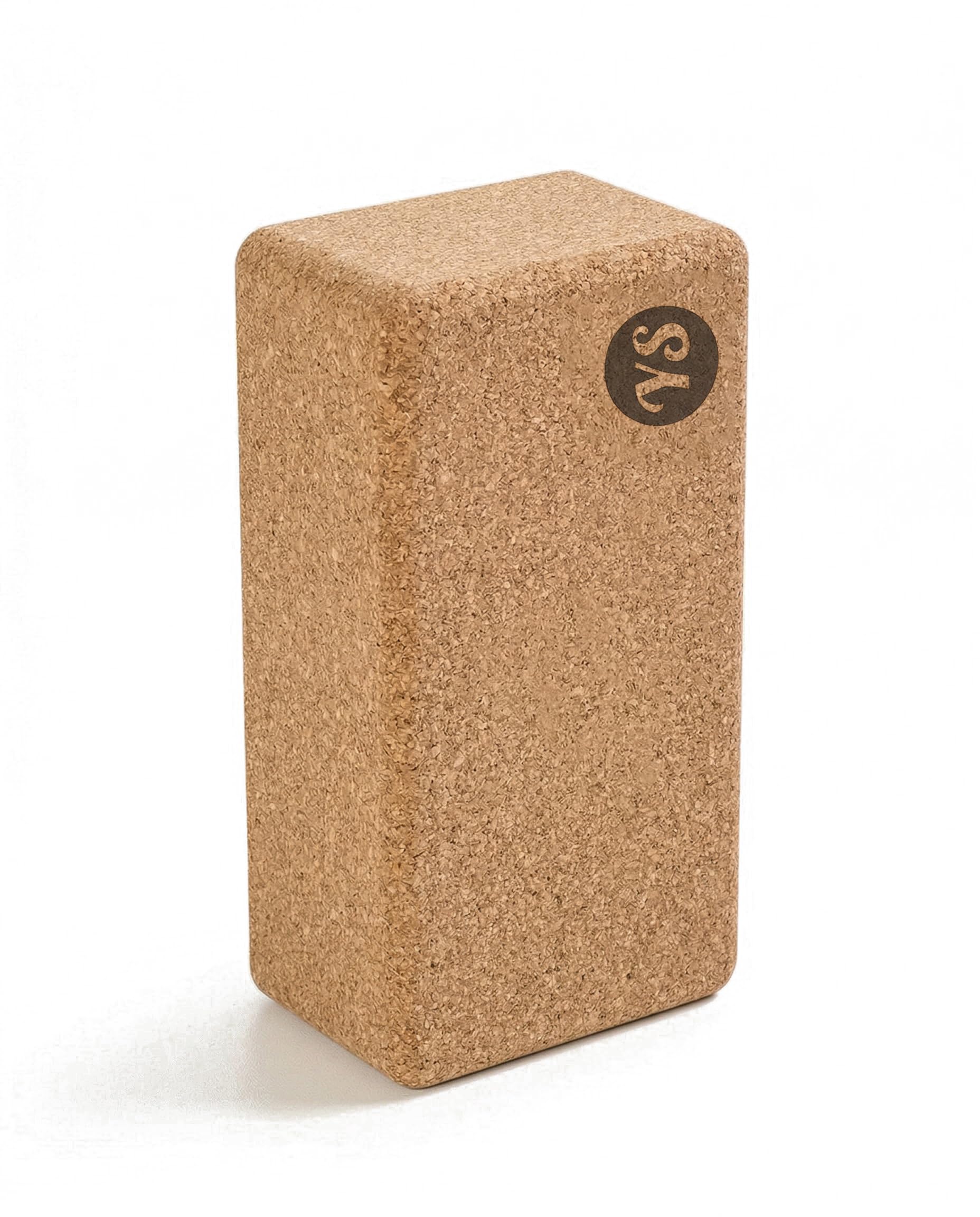 Yoga Studio The Comfortable Cork Yoga Block (22.5cm x 12cm x 7.5cm) Anti-Bacterial Yoga Brick with rounded Edges.