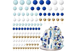 RASSLISA 113 PCS 5 Size Colorful Balls Cake Topper Foam Ball Cake Decorations Ball Shaped Cake Insert Topper for Birthday Baby Shower Wedding Decoration Supplies