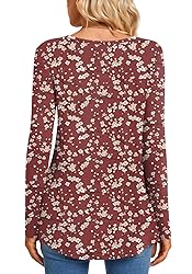 CATHY Womens Long Sleeve Tunic Tops Henley Shirt