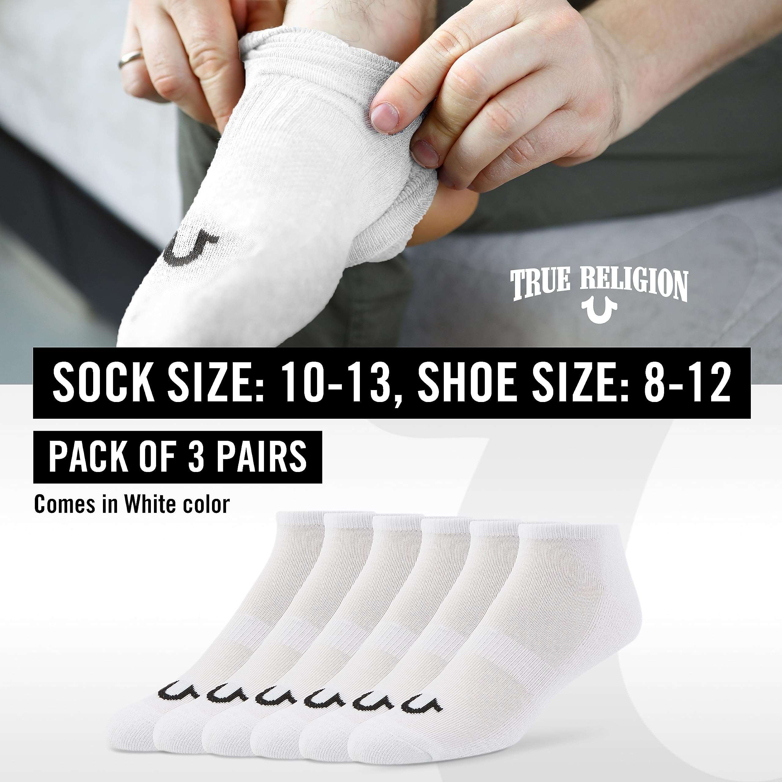 True Religion Mens Socks 6 & 12 Pairs No Show Socks for Men Premium Athletic Shoe Size 8-12