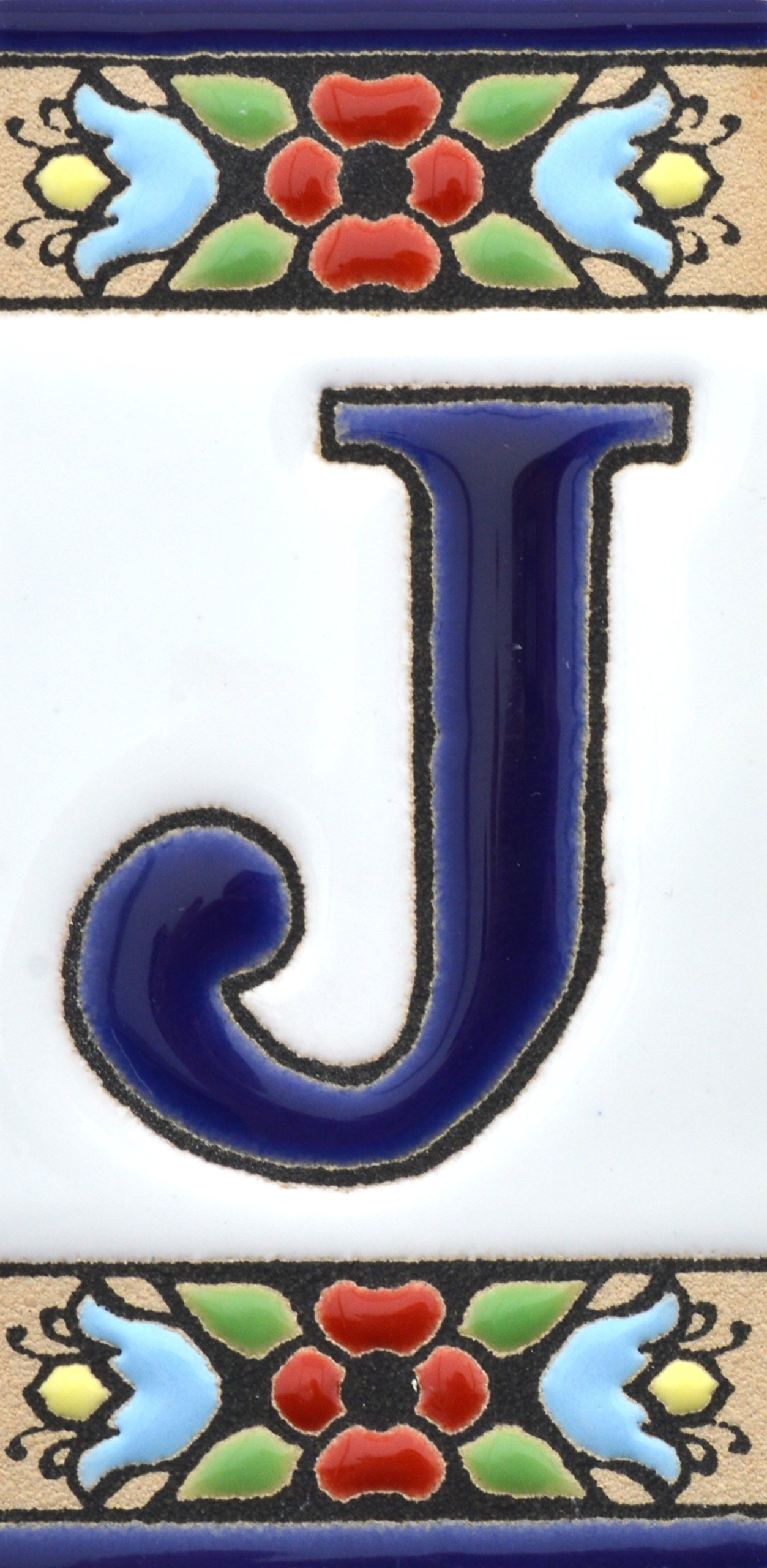 FLORES MINI 2,87" x 1,38" Handpainted House Letter Tiles - Address Numbers and Letters for Signs, Names