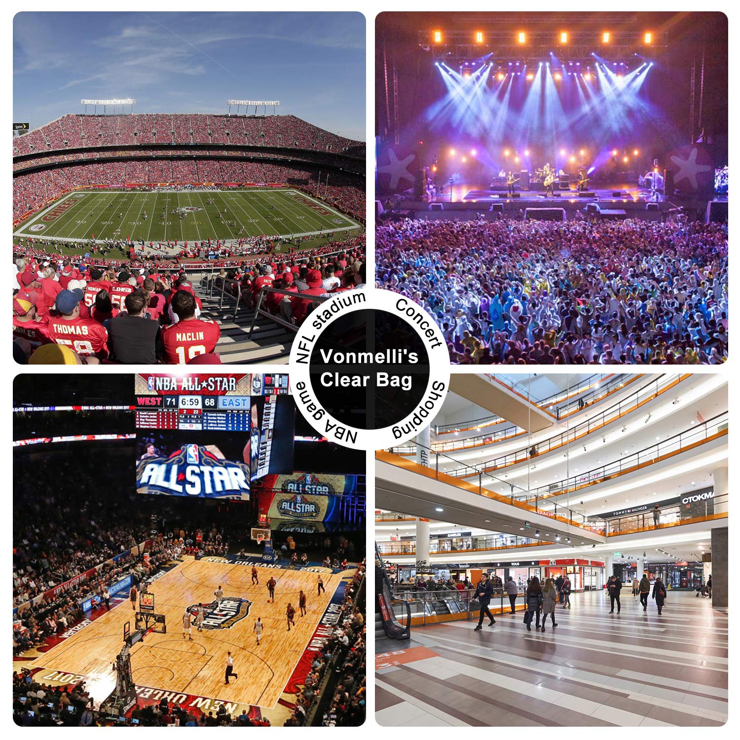 Clear Crossbody Bag NFL Stadium Approved Clear Bag with Adjustable Shoulder Strap and Wrist Strap for Work, Sports Games and Concert