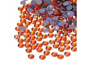 MECCANIXITY 1440 Pcs Hotfix Rhinestones Flatback Crystal Glass Gems for Crafts Clothes DIY Decoration(SS12 3.2mm,Orange)