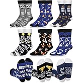 Floraltop 6 Pairs Novelty Socks for Dad Grandpa Best Dad Ever Gifts Funny Cotton Crew Socks for Valentine's Day Father's Day Birthday Gifts