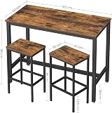 VASAGLE Dining Table Set Bar Table with 2 Bar Stools Rustic Brown LBT15X view 3