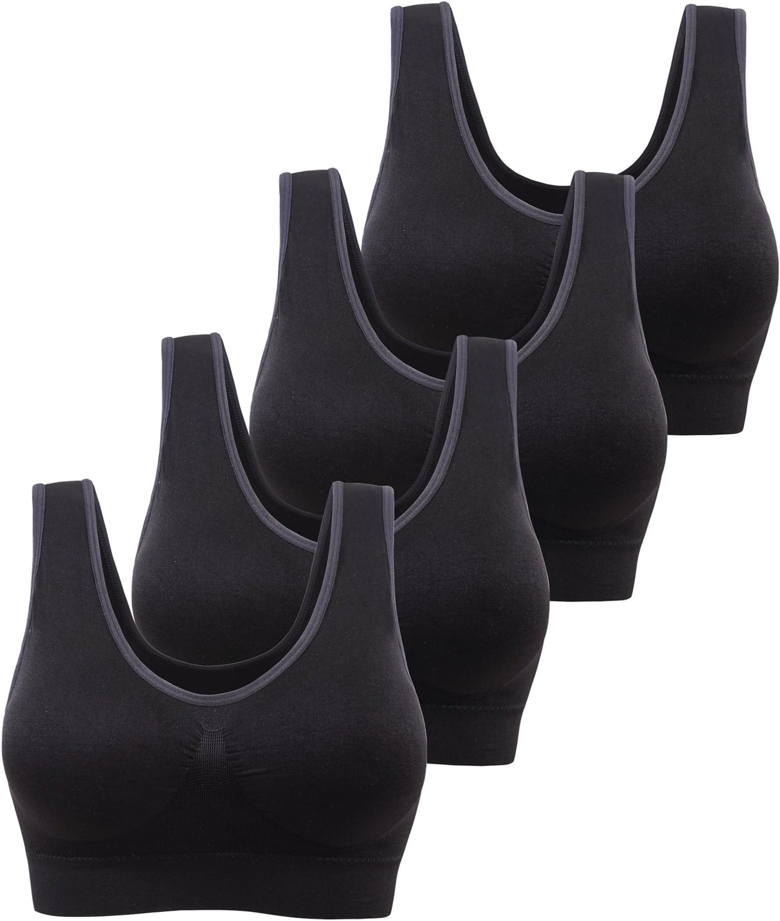 AM CLOTHES Womens Plus Size Sports Bra Padded Seamless Wireless Yoga Sleep Bra Multi Pack