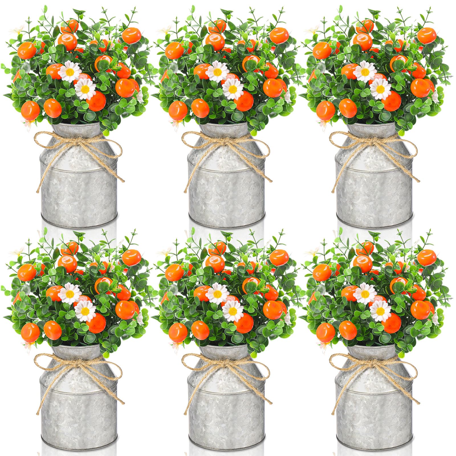 Photo 1 of Mimorou 6 Sets Tangerine? Orange Centerpieces for Tables Artificial Fruit Daisy Plant with Mason Jar Vase Fake Cutie Orange Little Cutie Baby Shower Decoration for Home Party Farmhouse Decor