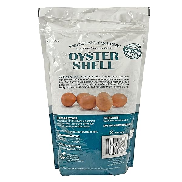 PECKING ORDER OYSTER SHELL – CALCIUM SUPPLEMENT TO SUPPORT LAYING HENS AND STRONG EGG SHELL DEVELOPMENT (5 LB) 8 (PACKAGING MAY VARY)
