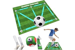 Hitish Soccer Training Mat, Anti-Skid Agility Football Footstep Training Mat with Socks, Silent Rubber Soccer Practice Equipment for All Ages, Improve Speed, Strength and Coordination