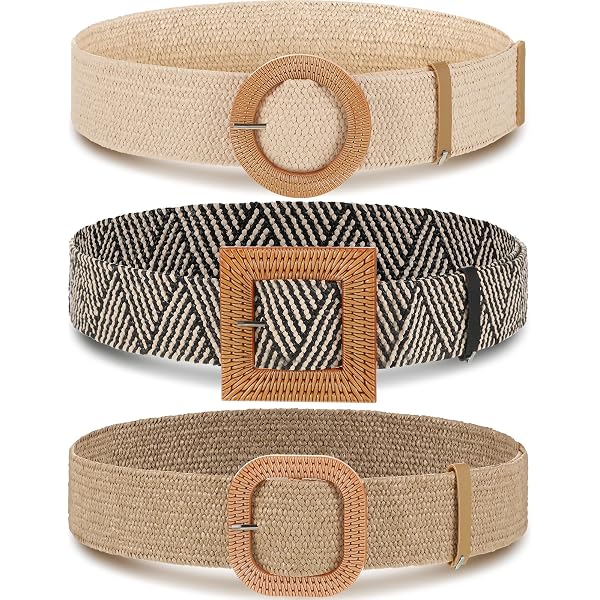 Women Wide Woven Belt for Dresses Fashion Rattan Braided 
