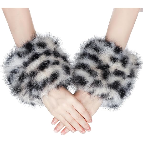 Tngan Winter Faux Fur Arm Warmers Short Furry Wrist Band