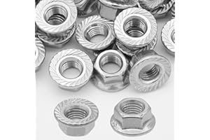 Semrien 30 Pcs M10 x 1.25mm Flange Nut, 304 Stainless Steel Hex Lock Nuts Thread Hardware Nuts Flange LockNuts (M10 x 1.25mm)