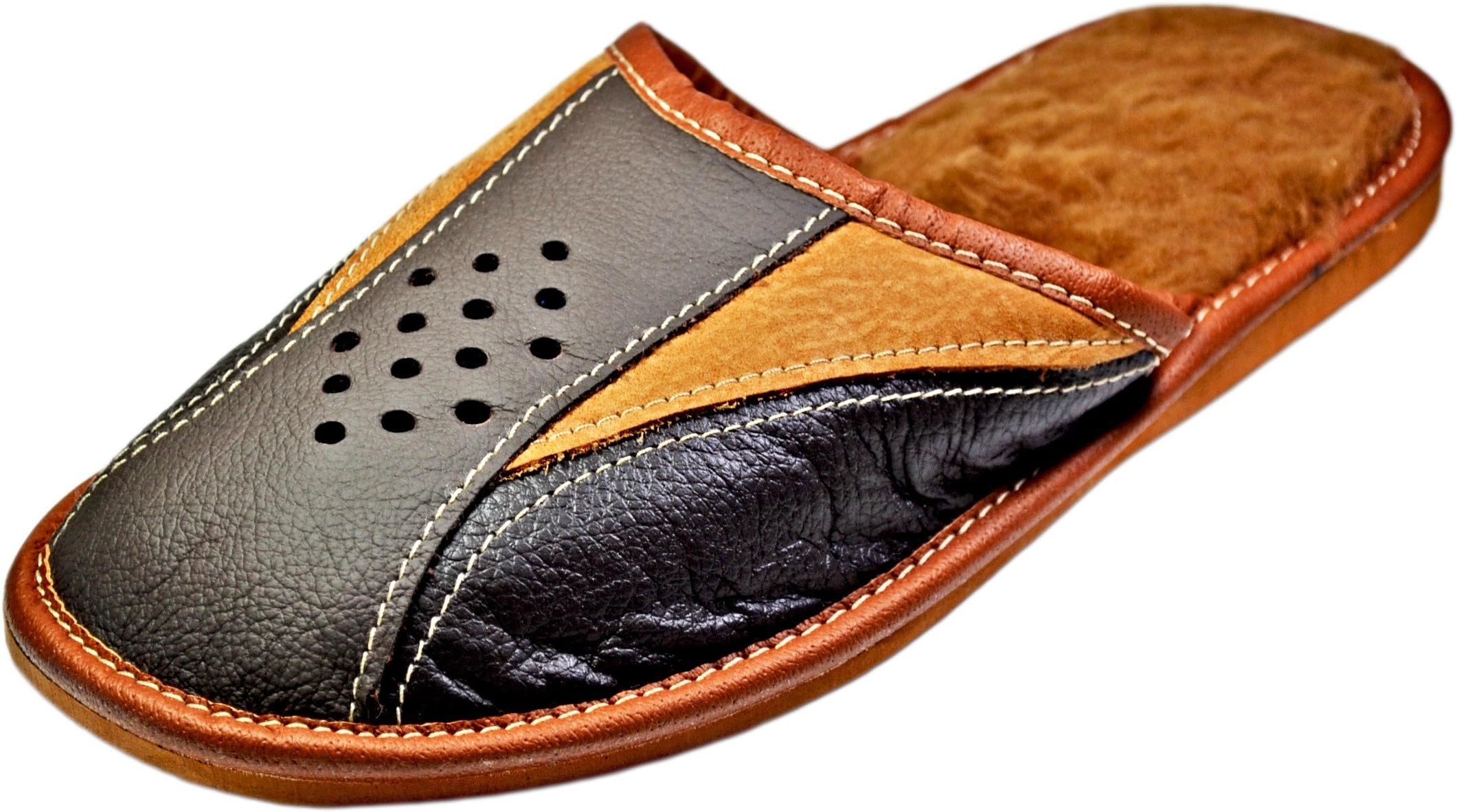 Reindeer Leather | Genuine Cowhide Leather Slippers for Men | House Scuffs