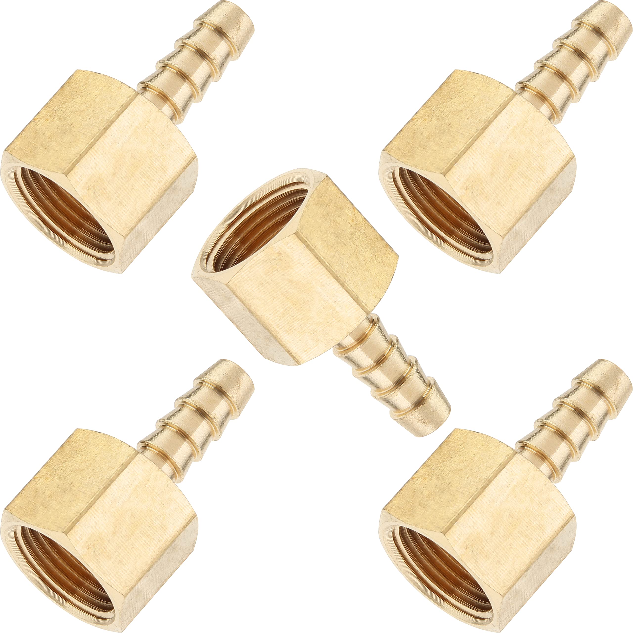 LTWFITTING Brass BSP Fitting Coupler/Adapter 3/8-Inch Female BSPP x 6mm Hose Barb(Pack of 5)