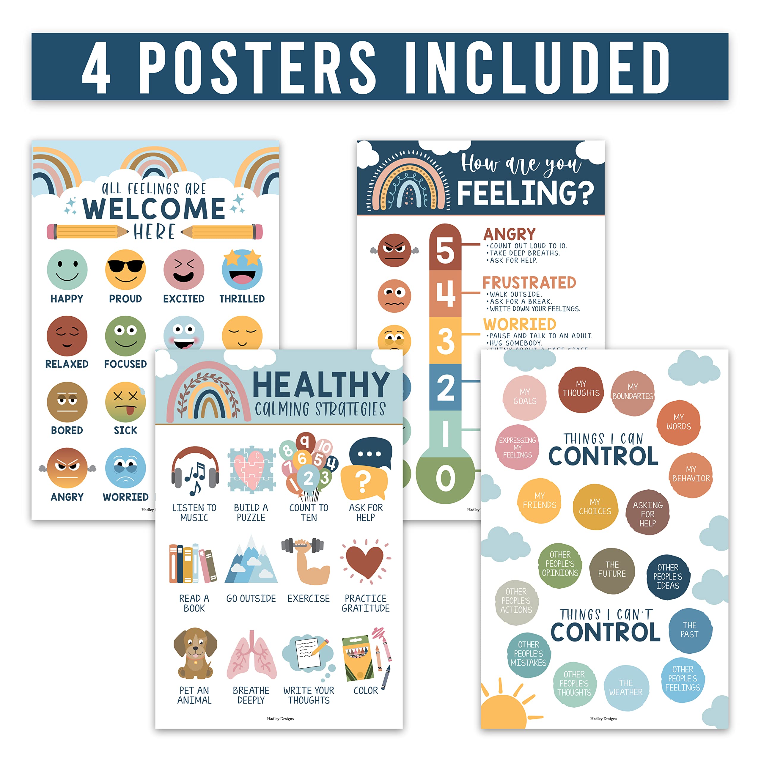 Mua Hadley Designs Feelings Chart For Kids Ages 4-8 - Emotions Chart ...