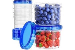 HOMETALL Freezer Storage Containers, [6 Pack-16 Oz] Airtight Plastic Food Storage Containers with Twist Top Lids, Soup, Meal Prep Containers | BPA Free | Stackable | Leakproof | Microwave/Dishwasher Safe
