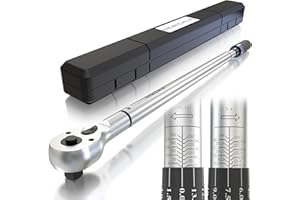 NEBICALS 1/2 Inch Torque Wrench 25-250 ft-lb / 33.9-339 N.M/Longer 22.6'' & 72 T/Heavy Duty/Professional/Dual Direction / / Cr-V/Garage Car/Motorcycle/Spark Plug/Wheel/Oil change