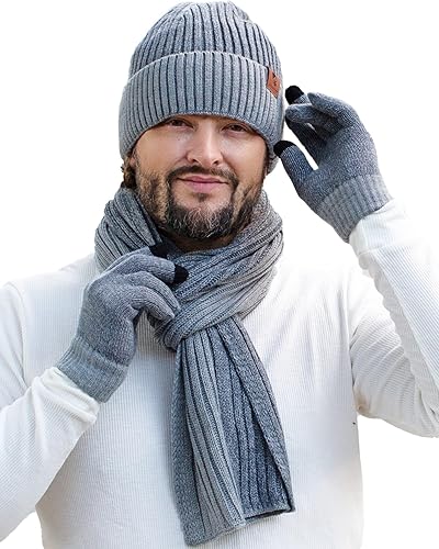 Long Winter Beanie Winter Warm Knit Beanie Hat Touchscreen Gloves