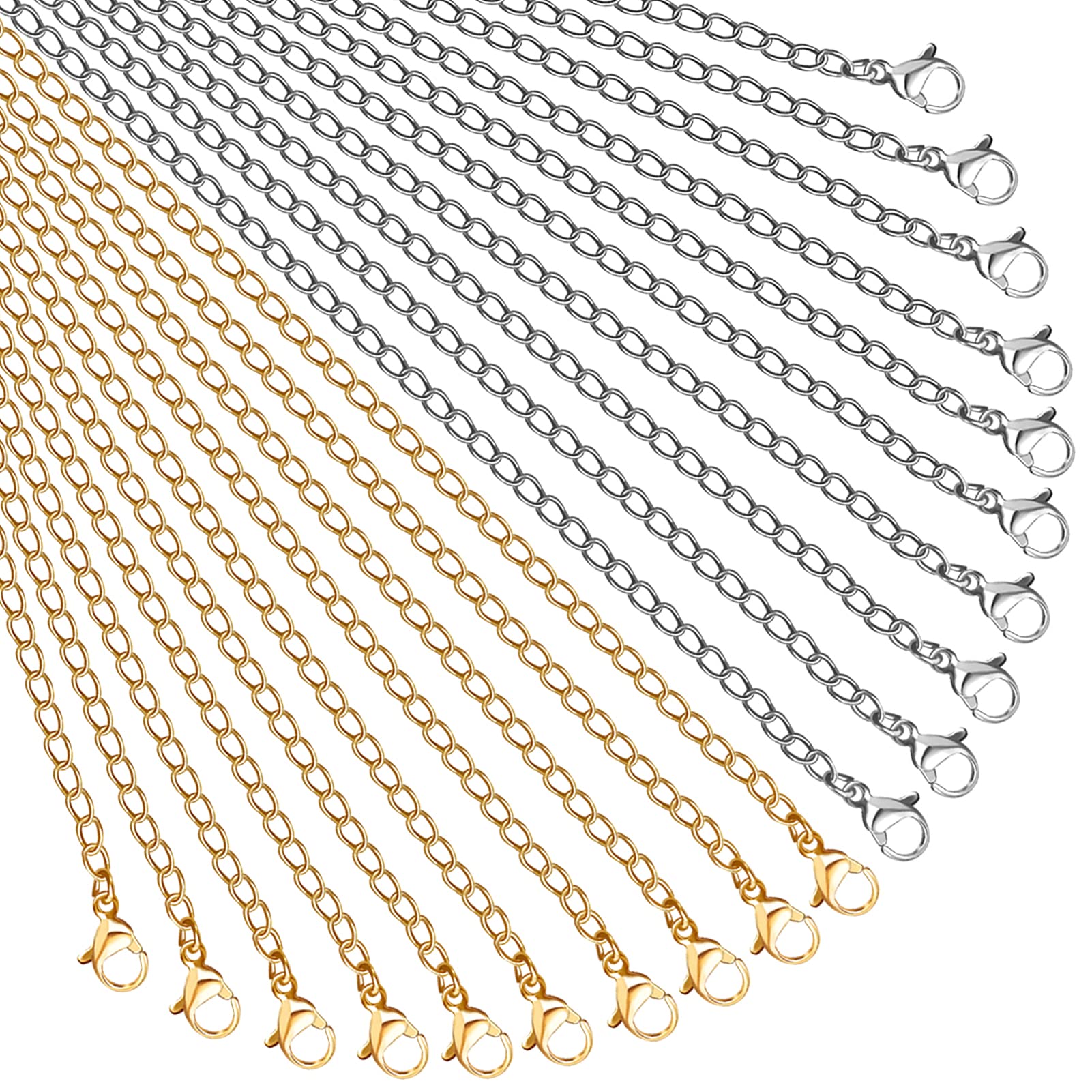 Toaob 30 Pieces Stainless Steel Necklace 45 cm Link Chain with Lobster Clasp for Jewellery Making