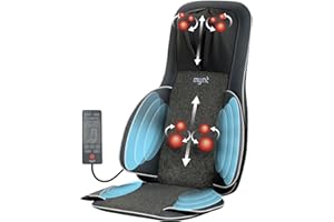 Mynt FSA Eligible HSA Approved Shiatsu Neck and Back Massager for Chair with 10 Deep Kneading Nodes, 2D & 3D Back Massage with Heat, Portable Spot Massage Chair Pad (Black)