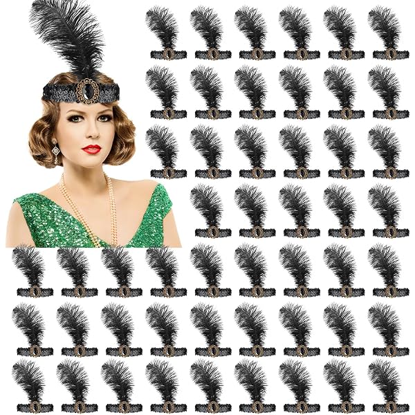 Amazon.com: Jexine 30 Pcs 1920s Flapper Headband Bulk for  display picture 2
