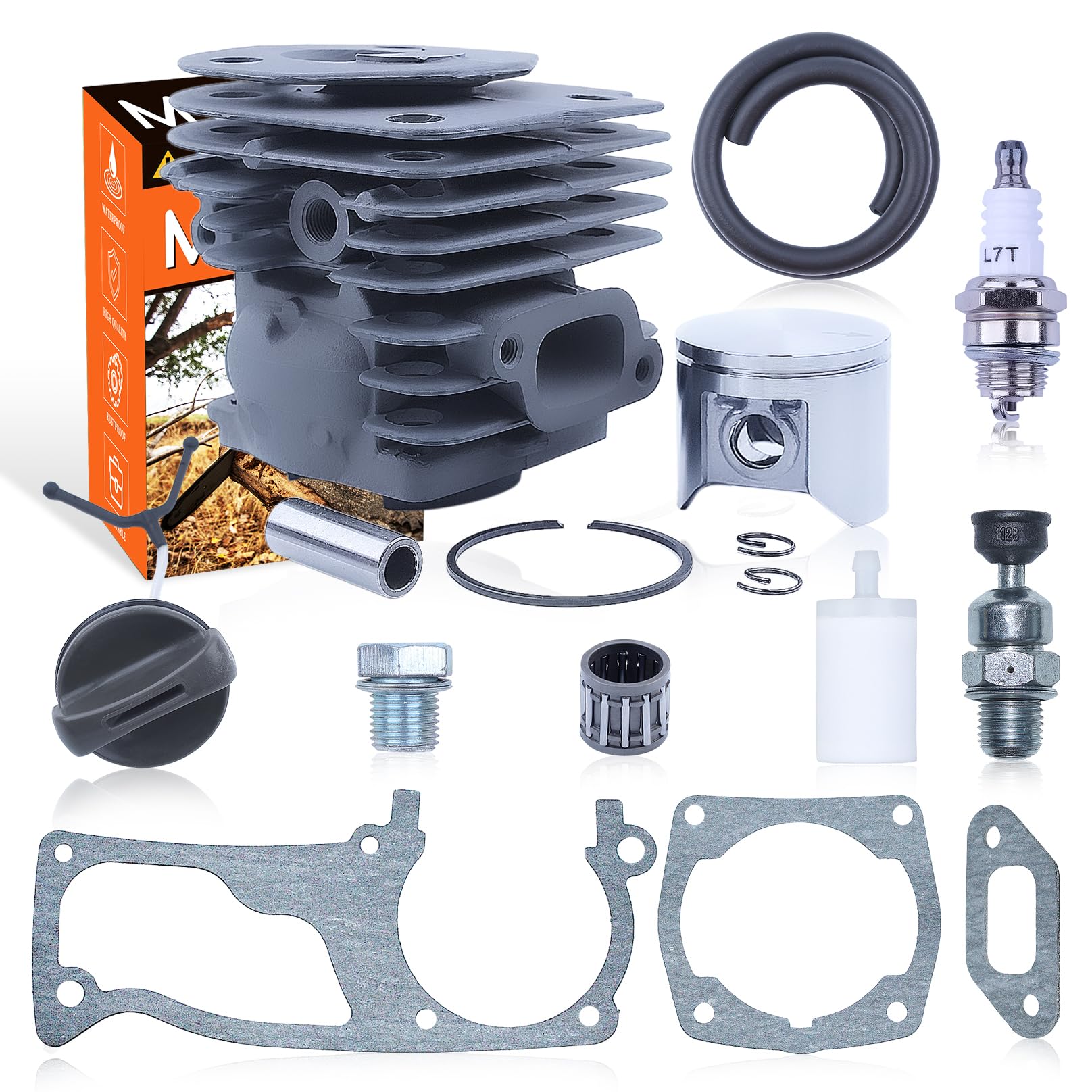 Mtanlo 47mm Cylinder Piston Gaskets Kit for Husqvarna 357XP 359 Rancher EPA 357 XP Big Bore Chainsaw Decompression Valve Spark Plug Needle Bearing 537157302 537157304