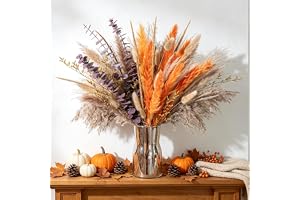 Boho Decor Pampas Grass and Eucalyptus Bouquet | 7Kinds Dried Flowers,pompas grass Dried flowers Arrangement for Centerpiece