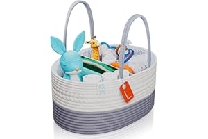 PILPOC KC Diaper Caddy Baby Organizer Cart for Nursery, Car Diaper Caddy for Baby Boy/Girl, Baby Bath Storage/Shower Basket Gift for Changing Table with Handle Lid, Diaper Holder Grey