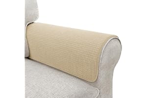 LOVOGEMY Couch Arm Covers, Sofa Arm Covers, Waterproof Armrest Covers for Sofa, Armchair, Loveseat, Non-Slip Recliner Arm Covers, Sofa Headrest Covers, Arm Chair Covers Set of 2 (Sand, 24"×20")