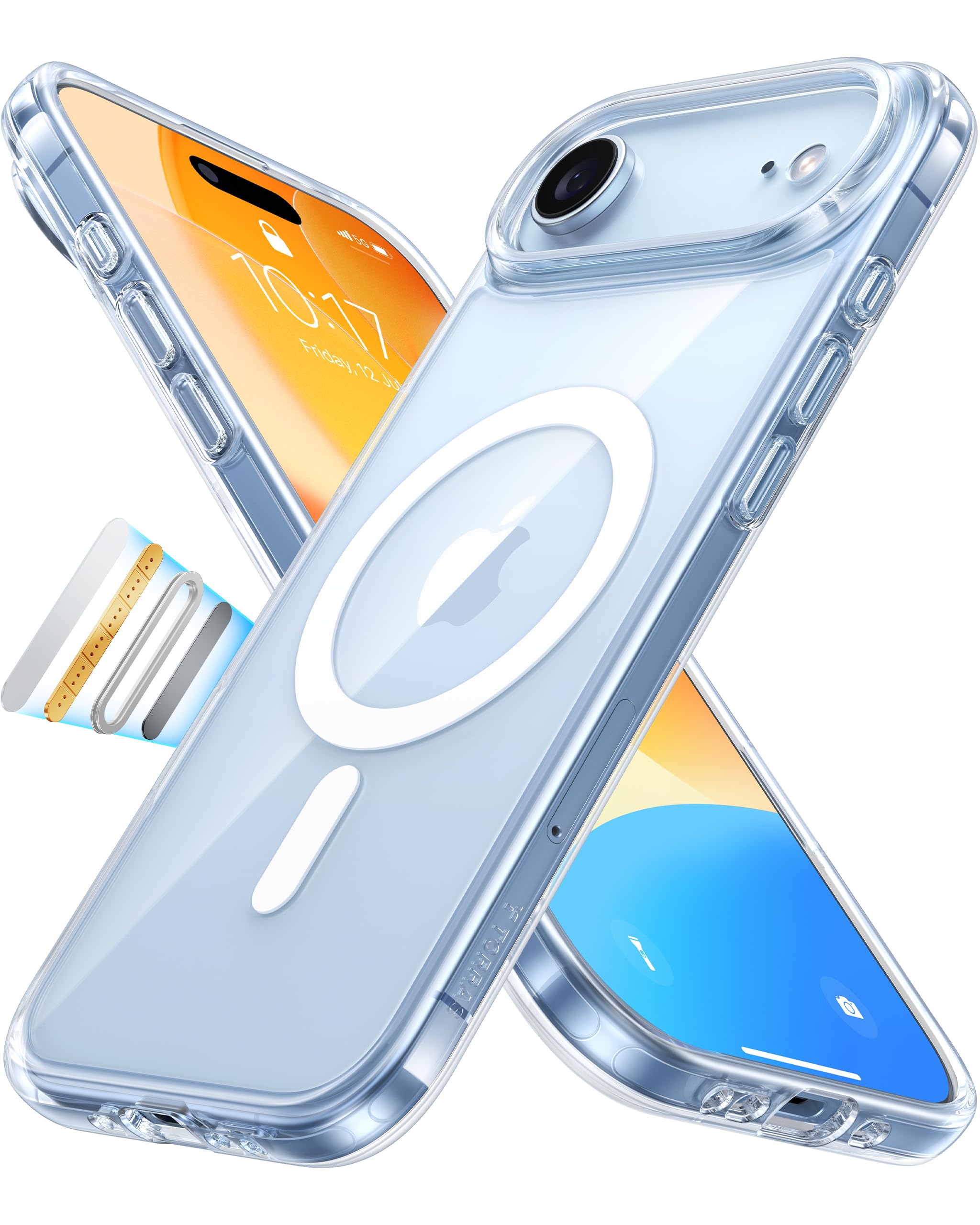 Photo 1 of TORRAS Stronger Magnetic Clear for iPhone Air Case, Thin Fit for MagSafe, Transparent & Anti Yellowing Slim Case for iPhone 17 Air with Camera Control Button, Mil-Grade Drop Tested, Diamond Clear
