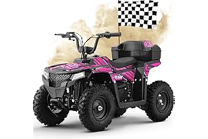 Superrio 4 Wheeler for Kids 8-14, Four 4 Wheelers for Adults, 40CC 4-Stroke Kid Quad Mini Dirt Bike, Cuatrimotos 4x4 para NiñOs, Kids Gas 4 Wheeler, Max Load 165 lbs, Gas Powered Utv (19-Pink.)