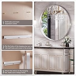 Hasipu 38 Inch Wall Mirror for Bathroom, Round