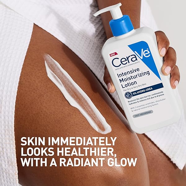 CERAVE INTENSIVE MOISTURIZING LOTION, HYDRO-UREA + SHEA BUTTER, BODY LOTION FOR DRY SKIN, RELIEVES SIGNS OF EXTRA DRY SKIN, NON GREASY HYDRATING CREAM FOR ROUGH, TIGHT, RED & ITCHY SKIN, 16OZ