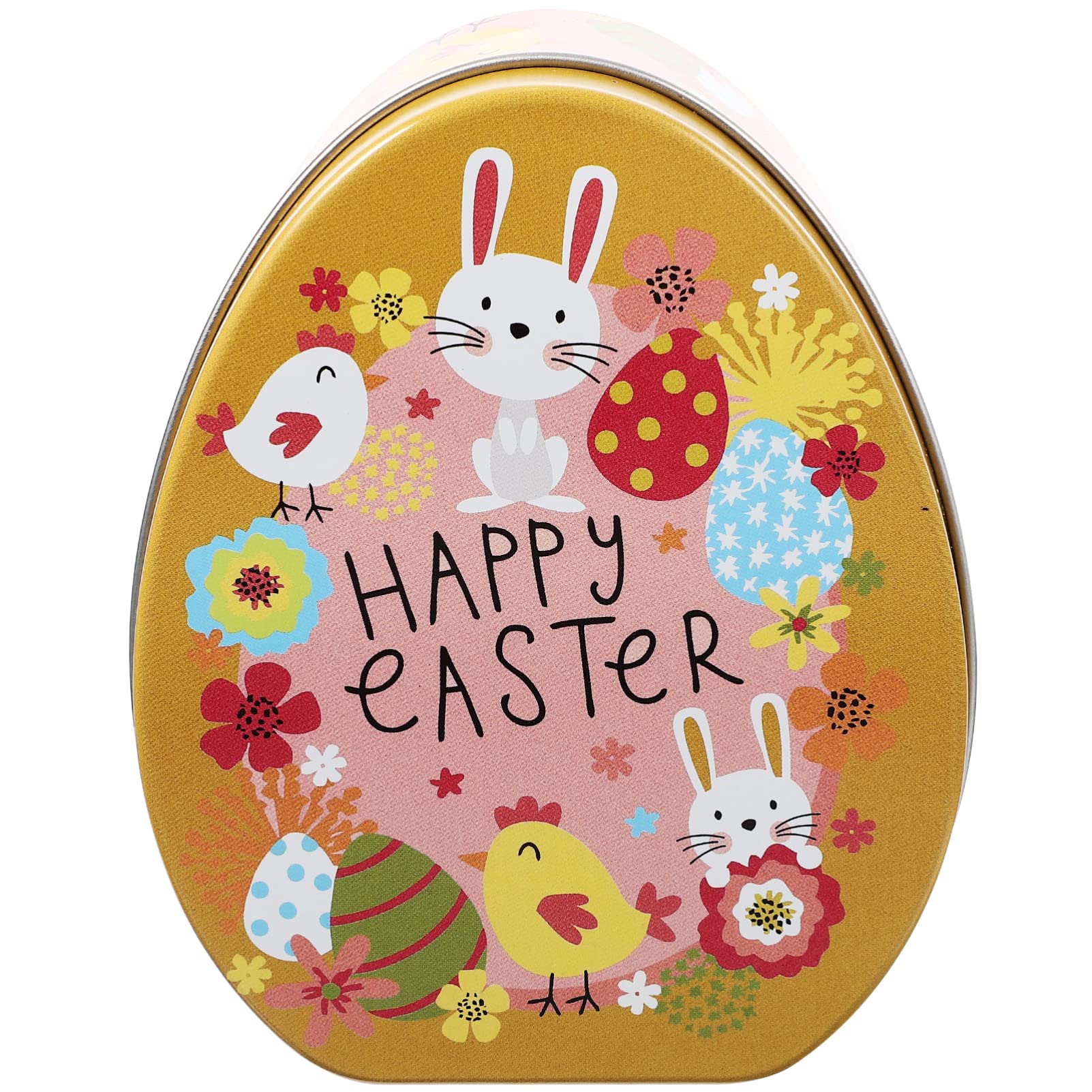 Easter Cookie Tins Easter Tinplate Box Metal Bunny Shaped Candy Box Easter Basket Containers Happy Easter Boxes for Easter Eggs Candy Cookie Easter Candy Jar