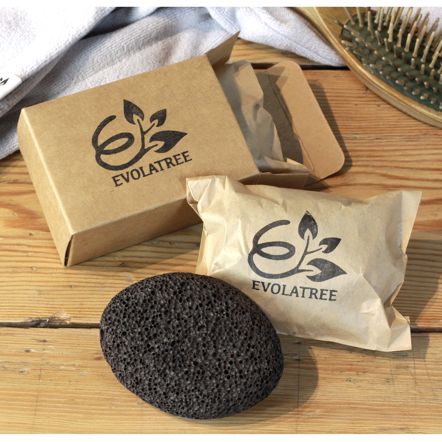 Evolatree Pumice Stone for Feet - Foot Pumice for Exfoliating Hard Skin - Natural Foot Stone Removes Callus on Hands, Heels, and Body - Foot Care Pedicure Gift Set w/BONUS Wooden Bath Tray: Beauty