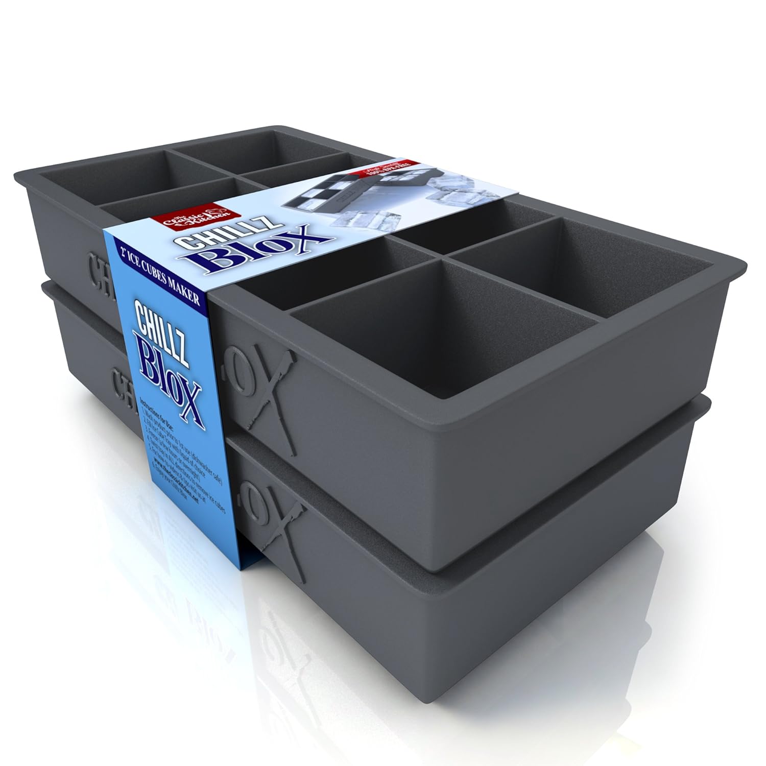 Chillz Blox Large Ice Cube Tray Set for Whiskey Silicone