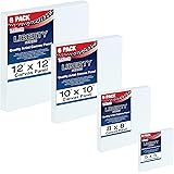 U.S. Art Supply Multi-Pack 6-Ea of 5 x 5, 8 x 8, 10 x 10, 12 x 12 inch. Professional Quality Square Artist Canvas Panel Board