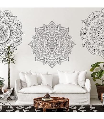 Calcomanía De Pared De Vinilo De Mandala De Budismo, Mantra, Tudio De Yoga, Pegatinas OM, Mural, Decoración Del Hogar, Fondo De Sala De Tar, Papel Tapiz De Dormitorio, P868 - AliExprs 15