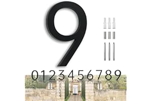 HANPIU Address Numbers for House Numbers for Outside Modern House Numbers Black Metal Home Number for Address Floating 7inch House Numbers Large Door Number Decorative Address Signs for Street Number 9