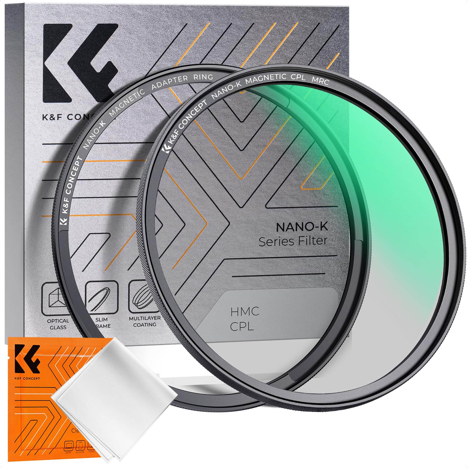 K&F CONCEPT 58MM Magnetic Polarising Filter Circular Polarizing CPL, Ultra Slim, Japan Optics, Multi Coated (Nano-K Series)