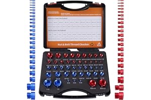 LDVROH Nut and Bolt Thread Checker, Aluminum 44 pcs inch & Metric Nut and Bolt Size Gauge, New Individually Assembled Thread Gauge, Suitable for Inspecting Various Fixed Bolts or Threaded Holes.