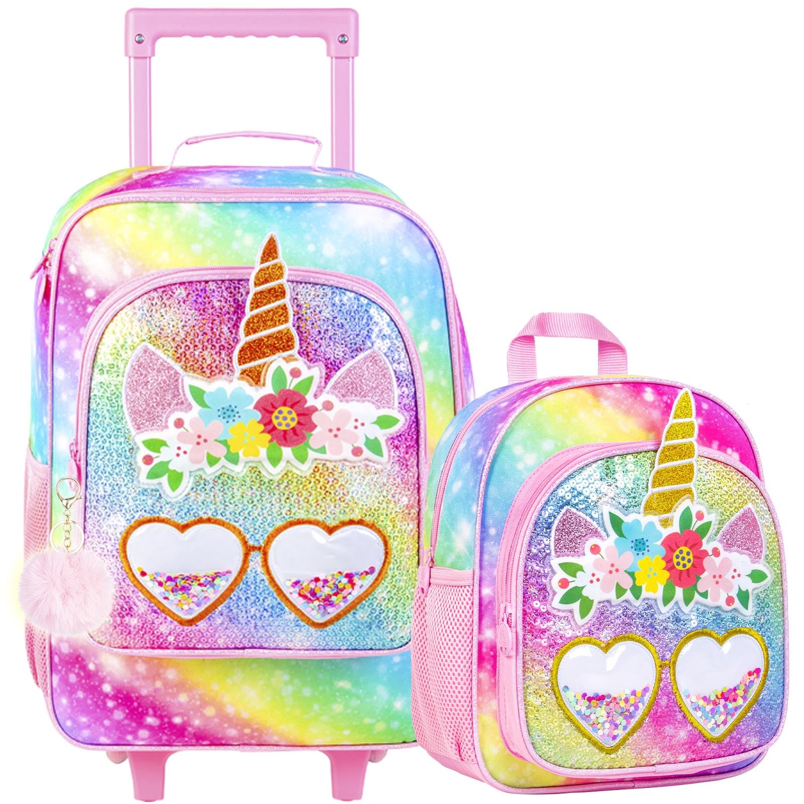 Girls Backpack 2PCS Kids Suitcase Set For Girls, 18
