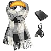 HiBOMASOON Heated Scarf for Men Women,USB Cordless Rechargeable 5V 5000mAh(Included) 3 Temperature levels Adjustable Electric Heating Neck Warmer Wrap Shawl Pad,Gift for Lovers in Cold Weather Winter