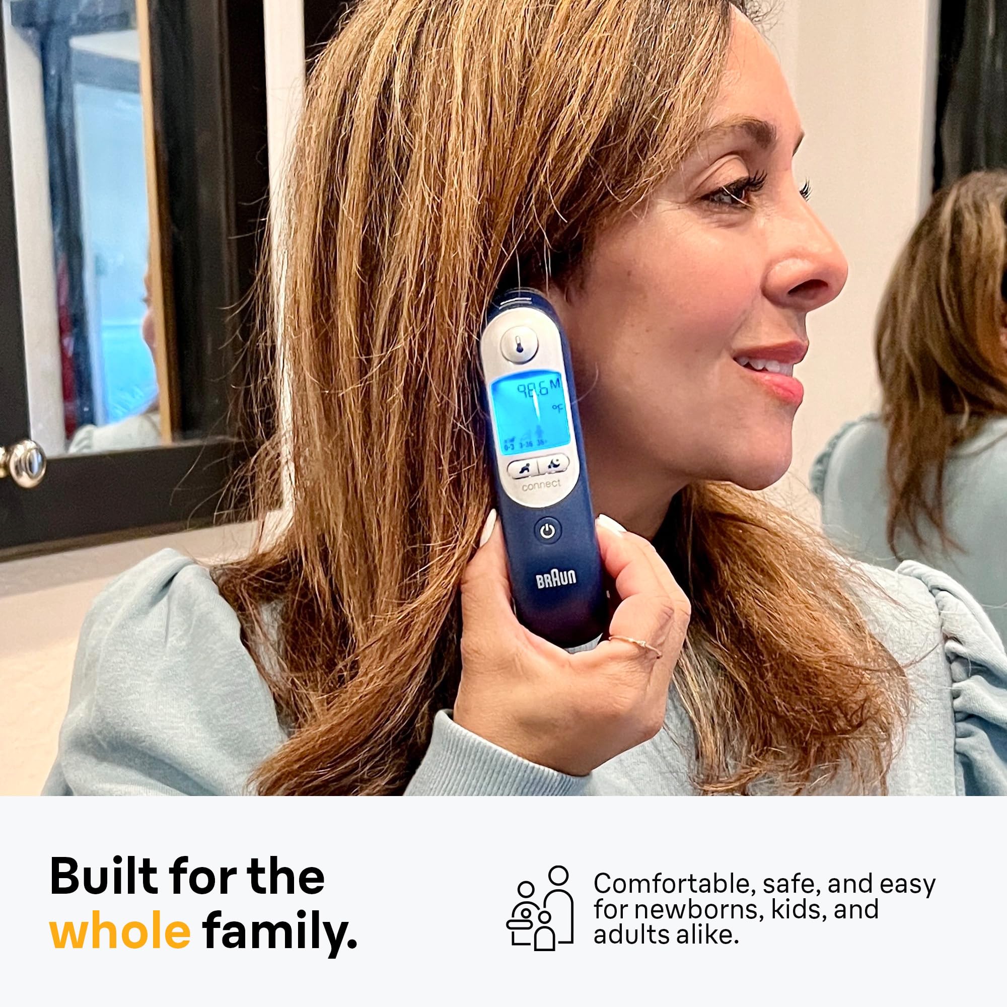 Braun ThermoScan 7+ Connect Digital Ear Thermometer - Family Care App Compatible, Age Precision Technology, Color-Coded Display, No. 1 Brand Recommended by Pediatricians