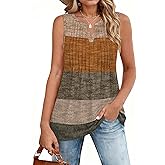 Zeagoo Women's Summer Tank Tops 2026 Pleated V Neck Floral Loose Fit Casual Flowy Boho Tunic Sleeveless Shirts