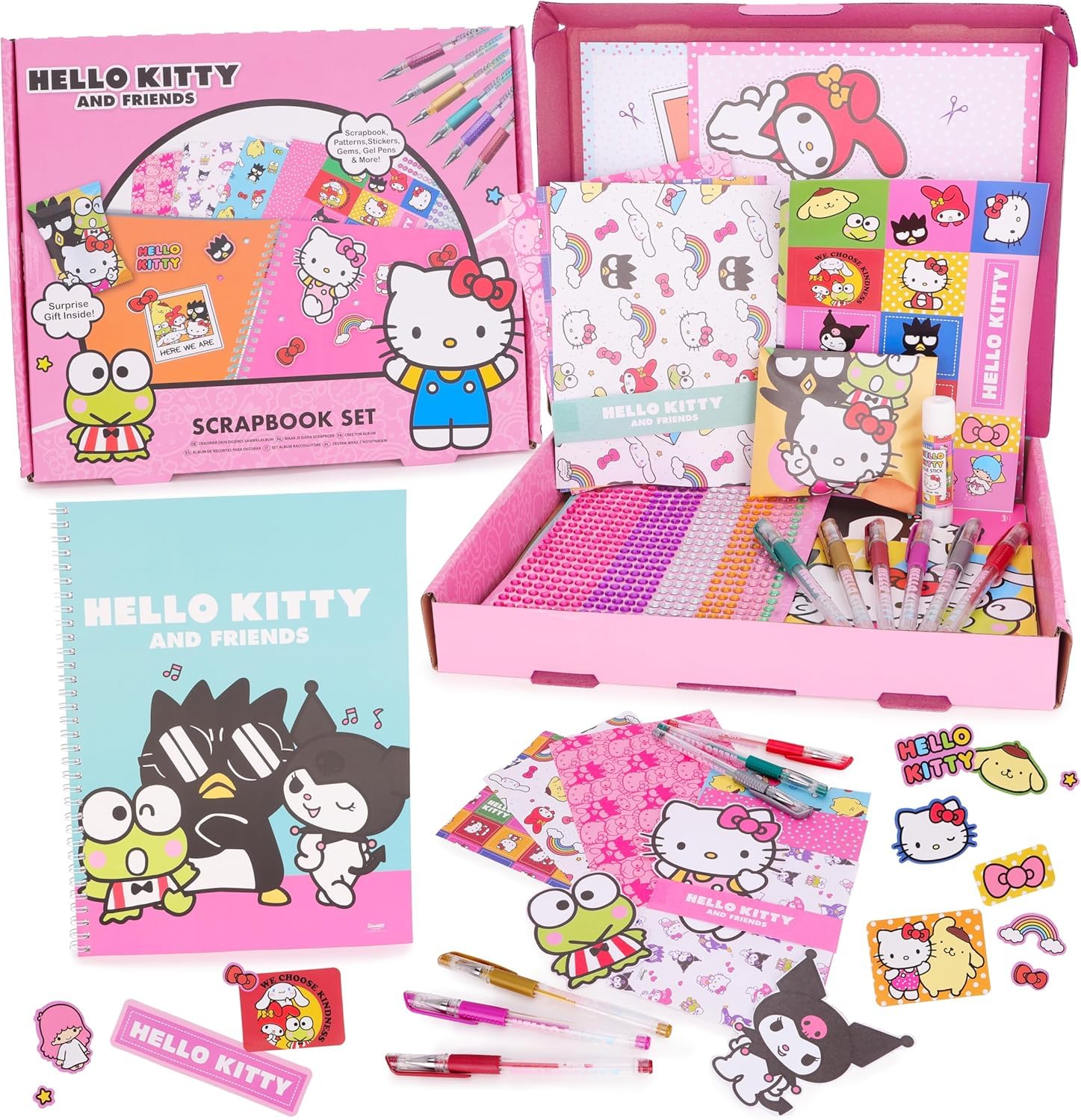 Toyland® Hello Kitty Scrapbook Set - 520 Piece Creative Activity Kit Including A Surprise Gift - DIY Scrapbooking For Kids Ages 3+
